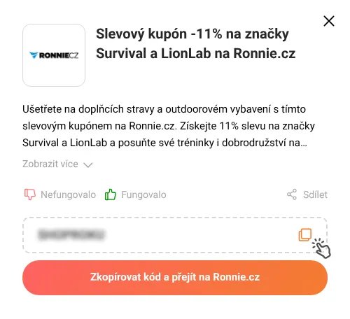 Návod jak zkopírovat slevový kód Ronnie.cz