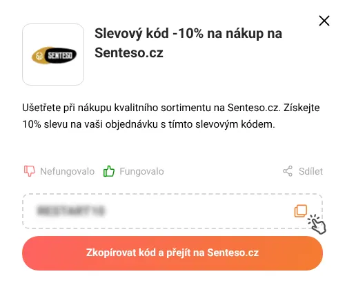 Návod jak zkopírovat slevový kód Senteso.cz