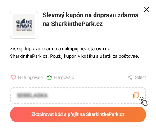 Návod jak zkopírovat slevový kupón SharkinthePark.cz