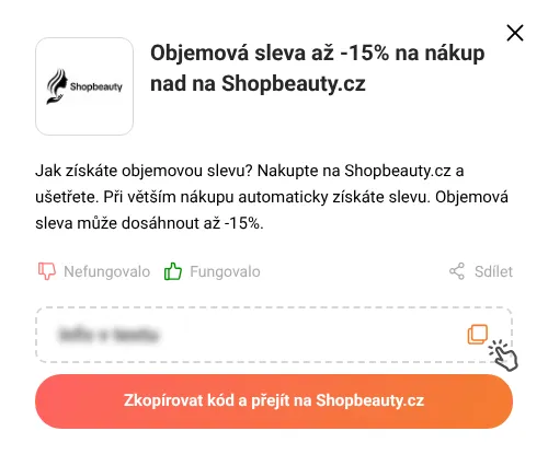 Návod jak zkopírovat slevový kód Shopbeauty.cz