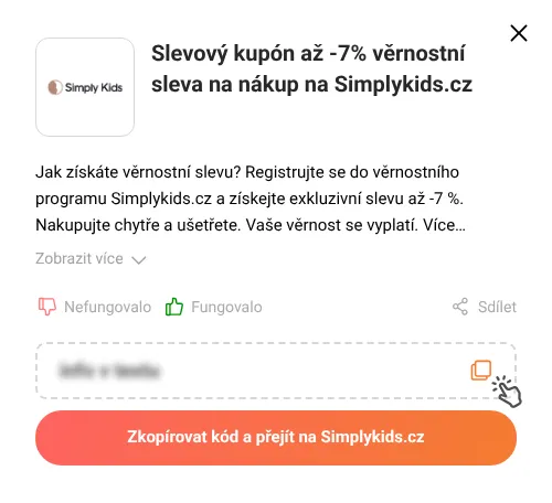 Návod jak zkopírovat slevový kupón Simplykids.cz