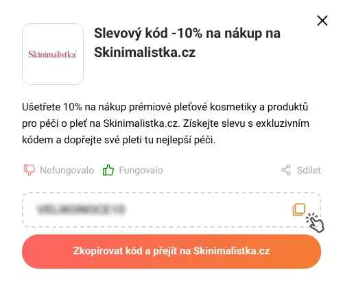 Návod jak zkopírovat slevový kód Skinimalistka.cz