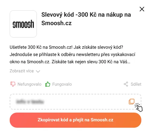 Návod jak zkopírovat slevový kód Smoosh.cz