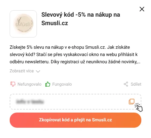 Návod jak zkopírovat slevový kupón Smusli.cz