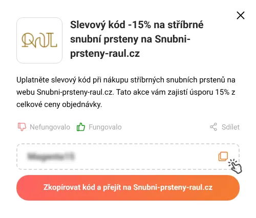 Návod jak zkopírovat slevový kód Snubni-prsteny-raul.cz