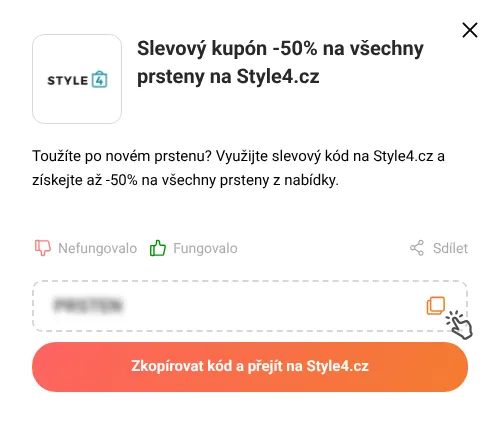 Návod jak zkopírovat slevový kód Style4.cz