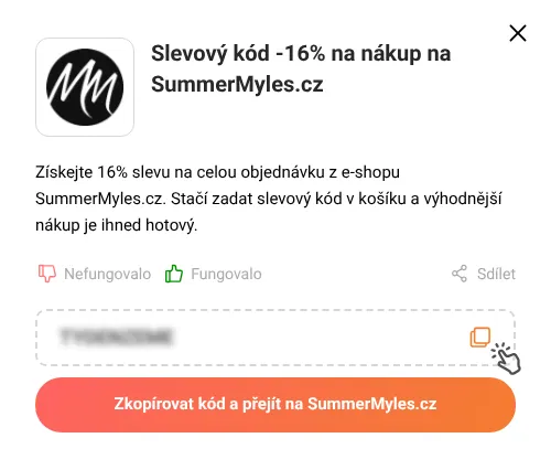 Návod jak zkopírovat slevový kód SummerMyles.cz