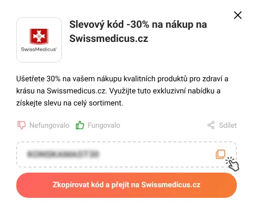 Návod jak zkopírovat slevový kód Swissmedicus.cz