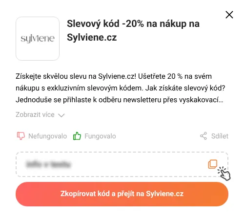 Návod jak zkopírovat slevový kupón Sylviene.cz