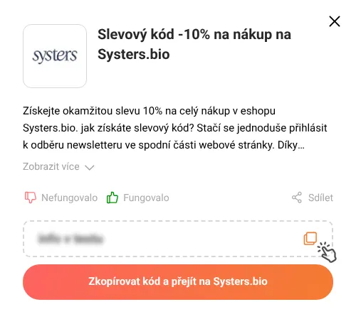 Návod jak zkopírovat slevový kód Systers.bio