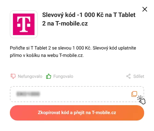 Návod jak zkopírovat slevový kód T-mobile.cz