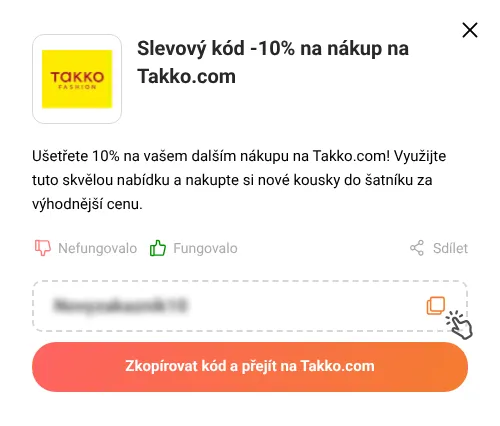 Návod jak zkopírovat slevový kupón Takko.com