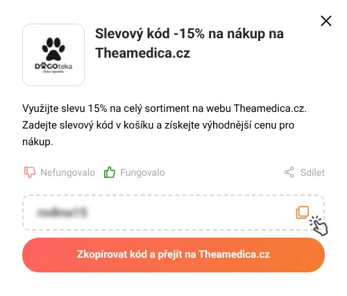 Návod jak zkopírovat slevový kód Theamedica.cz