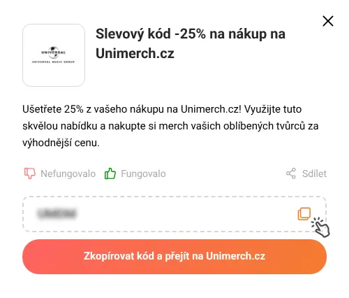Návod jak zkopírovat slevový kód Unimerch.cz