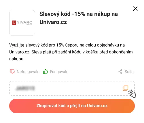 Návod jak zkopírovat slevový kupón Univaro.cz