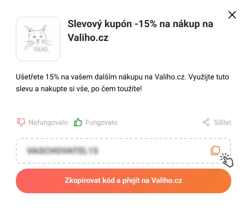 Návod jak zkopírovat slevový kupón Valiho.cz