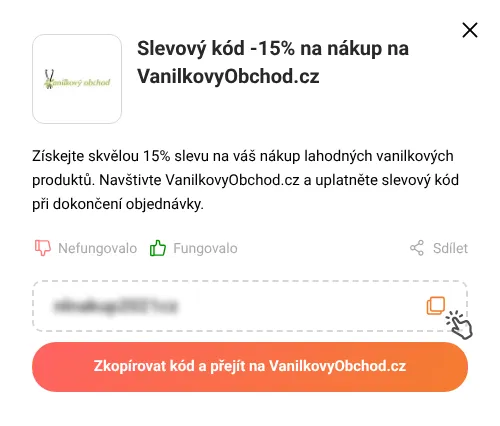 Návod jak zkopírovat slevový kupón VanilkovyObchod.cz