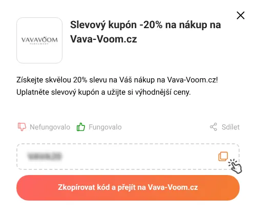 Návod jak zkopírovat slevový kód Vava-Voom.cz