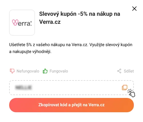 Návod jak zkopírovat slevový kód Verra.cz