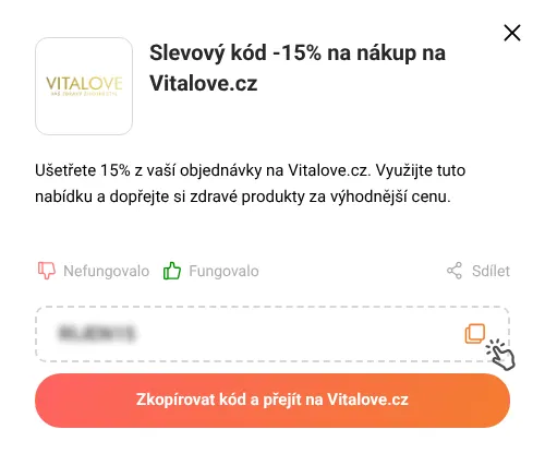 Návod jak zkopírovat slevový kupón Vitalove.cz