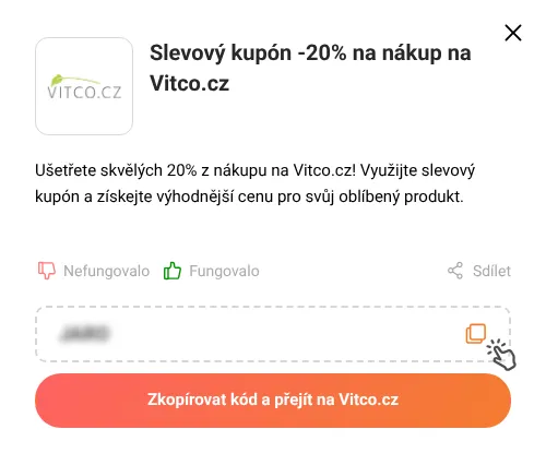 Návod jak zkopírovat slevový kupón Vitco.cz