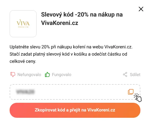Návod jak zkopírovat slevový kód VivaKoreni.cz