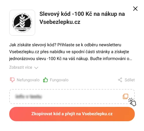 Návod jak zkopírovat slevový kupón Vsebezlepku.cz