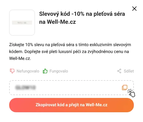 Návod jak zkopírovat slevový kupón Well-Me.cz