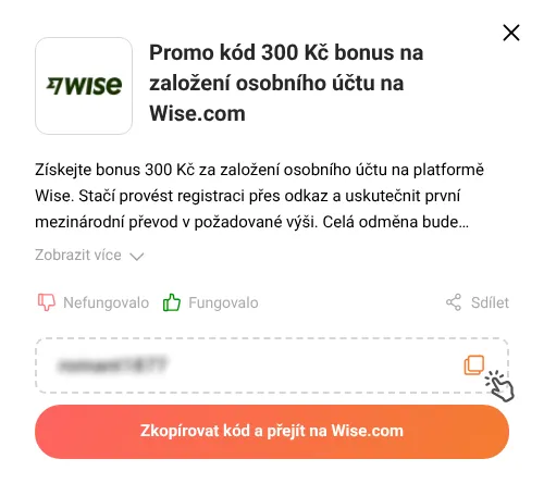 Návod jak zkopírovat promo kód Wise.com