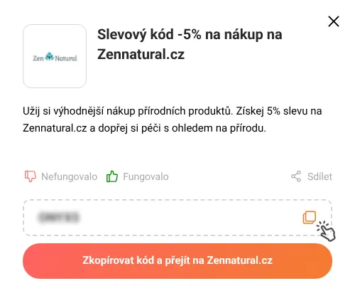 Návod jak zkopírovat slevový kupón Zennatural.cz