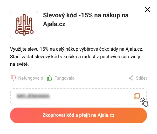Návod jak zkopírovat slevový kupón Ajala.cz