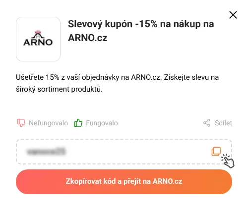 Návod jak zkopírovat slevový kupón ARNO.cz