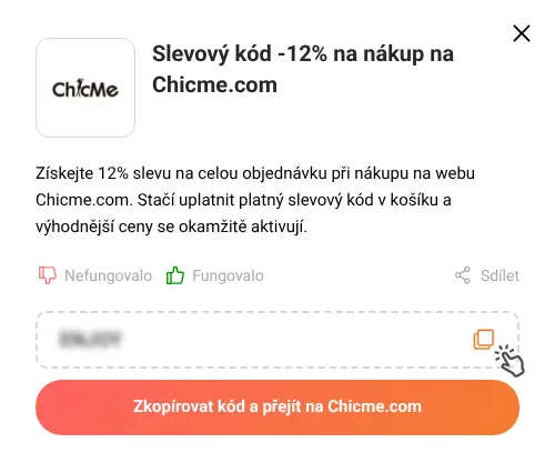 Návod jak zkopírovat slevový kód Chicme.com