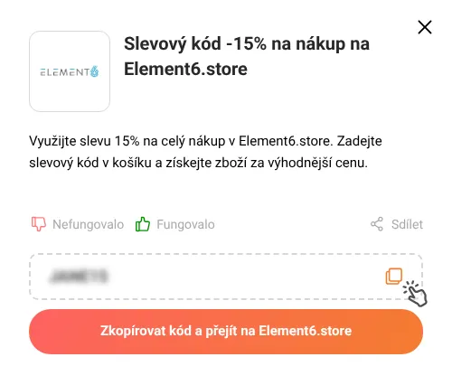 Návod jak zkopírovat slevový kód Element6.store