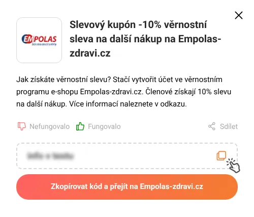Návod jak zkopírovat slevový kód Empolas-zdravi.cz
