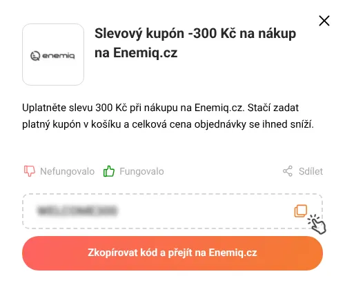 Návod jak zkopírovat slevový kupón Enemiq.cz