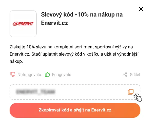 Návod jak zkopírovat slevový kupón Enervit.cz