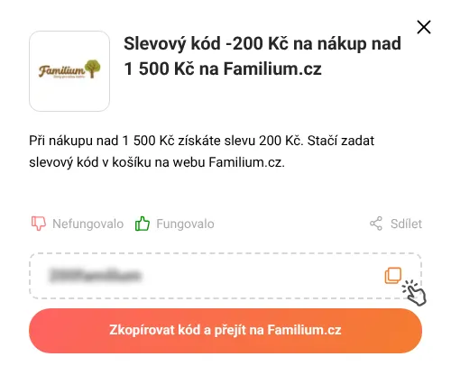 Návod jak zkopírovat slevový kód Familium.cz