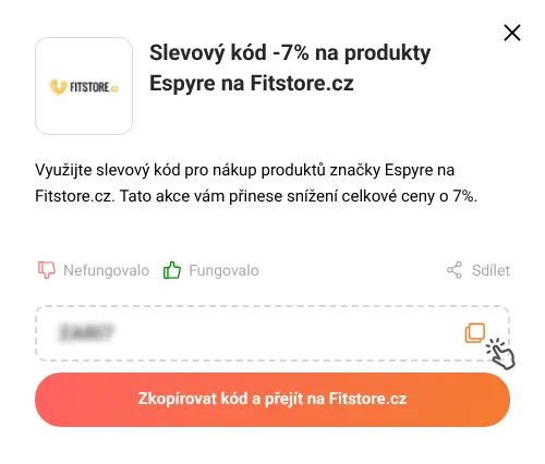 Návod jak zkopírovat slevový kupón Fitstore.cz