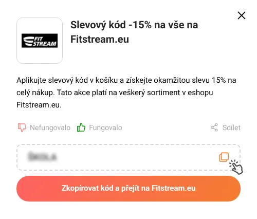 Návod jak zkopírovat slevový kupón Fitstream.eu