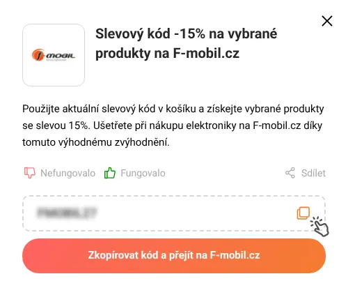 Návod jak zkopírovat slevový kód F-mobil.cz
