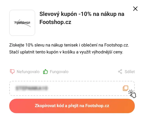 Návod jak zkopírovat slevový kód Footshop.cz