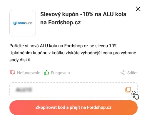 Návod jak zkopírovat slevový kupón Fordshop.cz