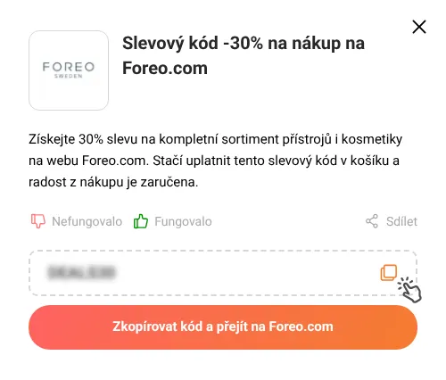 Návod jak zkopírovat slevový kód Foreo.com