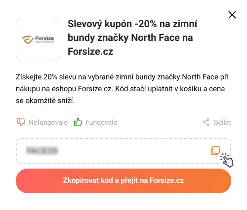 Návod jak zkopírovat slevový kód Forsize.cz