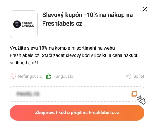 Návod jak zkopírovat slevový kód Freshlabels.cz