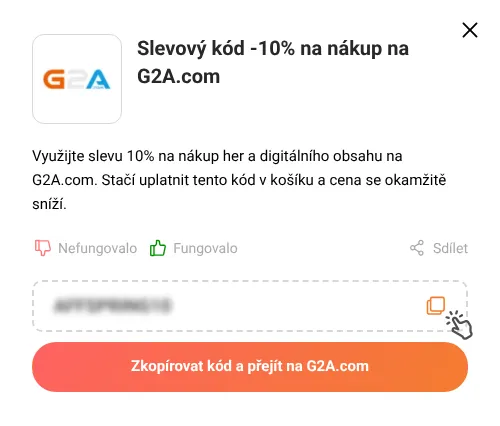 Návod jak zkopírovat slevový kód G2A.com