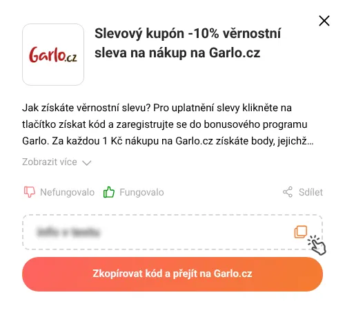 Návod jak zkopírovat slevový kód Garlo.cz