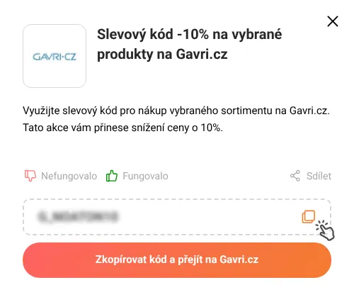Návod jak zkopírovat slevový kód Gavri.cz