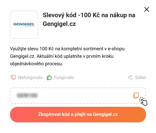 Návod jak zkopírovat slevový kód Gengigel.cz